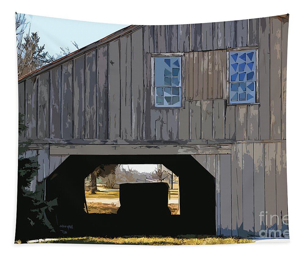 Barn Tapestry featuring the digital art The View Through The Hay Barn by Kirt Tisdale