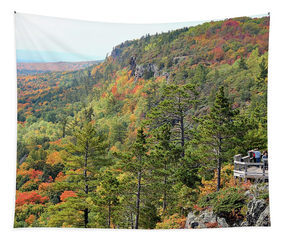 Porcupine Mountains Wilderness State Park Tapestry featuring the photograph The Viewing Platform by Robert Carter