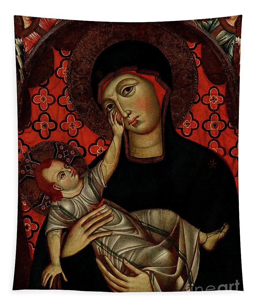 The Virgin And Child Tapestry featuring the painting The Virgin and Child, late 13th century by Florentine School