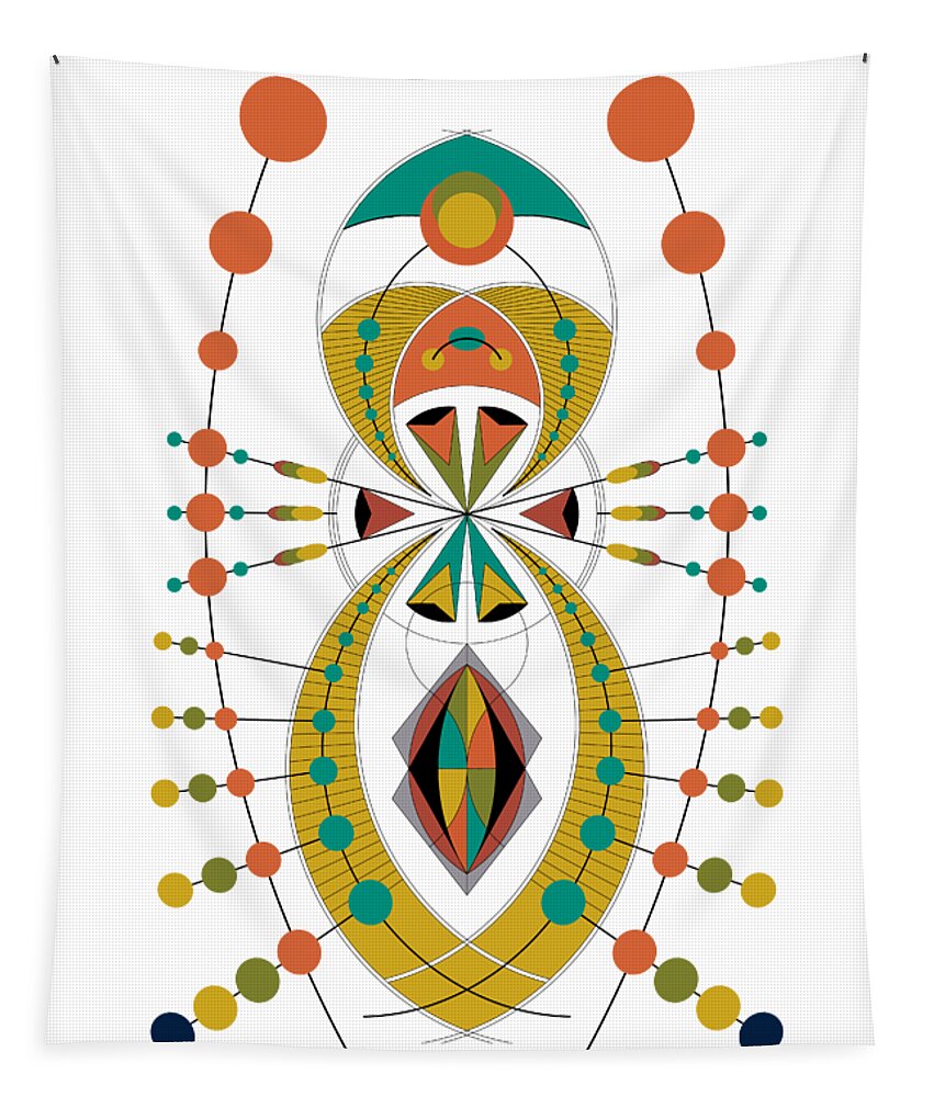 Mid Century Tapestry featuring the digital art The Visitor to the Mid Century on white background by DB Artist