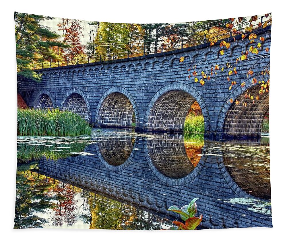 The Wachusett Aqueduct Tapestry featuring the photograph The Wachusett Aqueduct by Monika Salvan