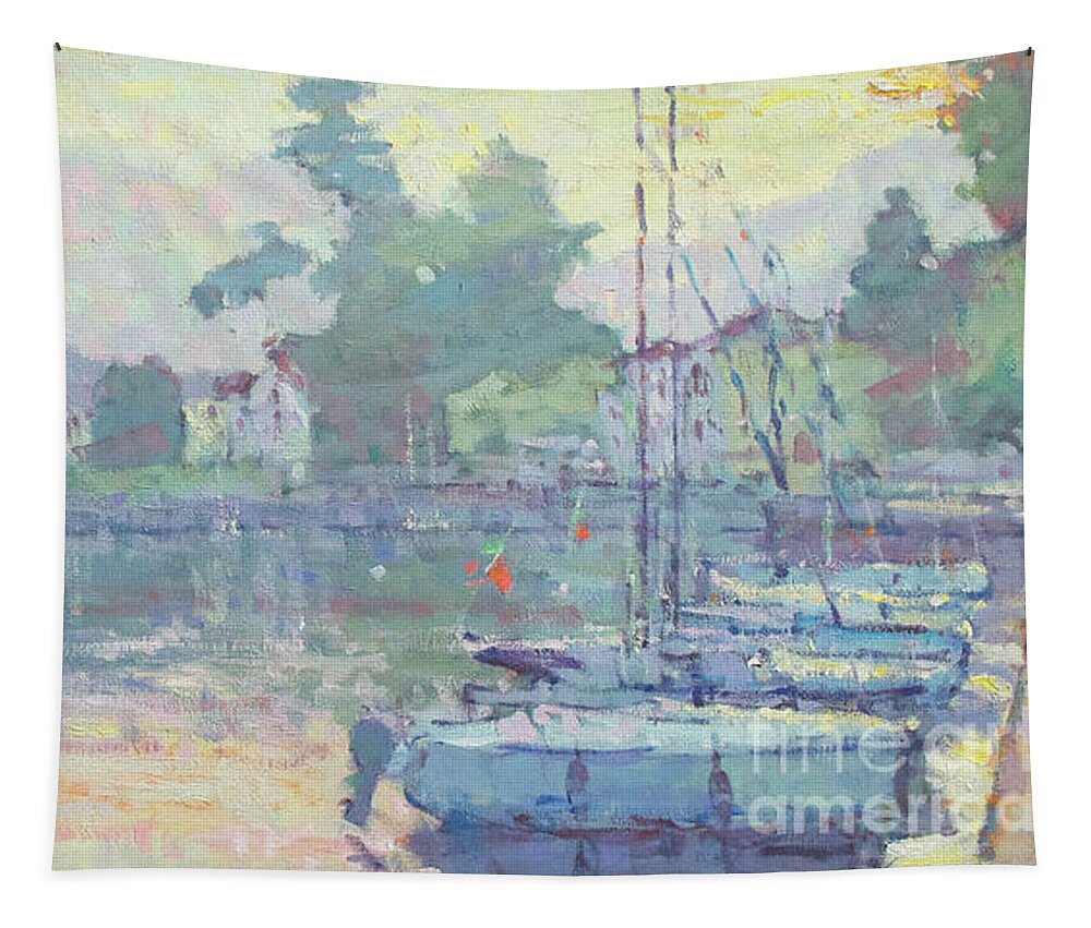 Lenno Tapestry featuring the painting The Warmth of Grey by Jerry Fresia