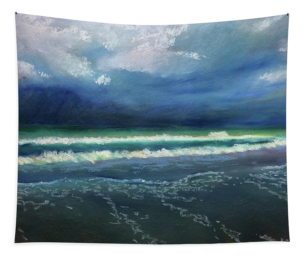 Topsail Beach Tapestry featuring the painting Wash Of Waves by Shirley Galbrecht