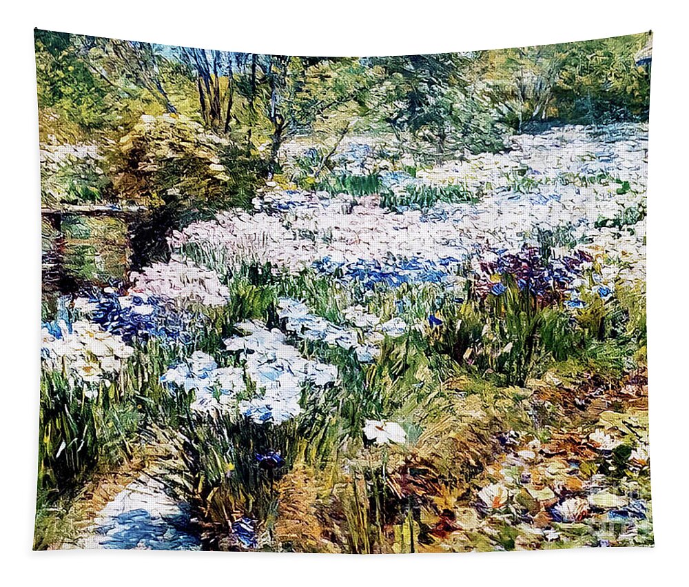 American Tapestry featuring the painting The Water Garden by Childe Hassam 1909 by Childe Hassam