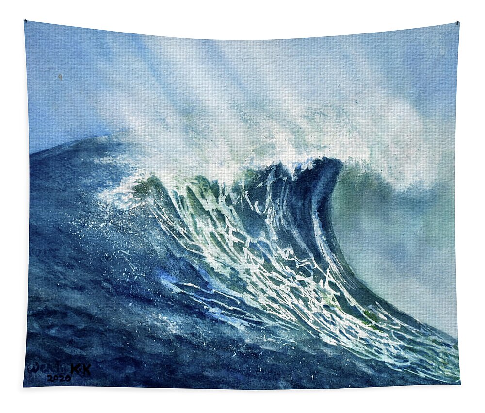 Ocean Tapestry featuring the painting The Wave by Wendy Keeney-Kennicutt