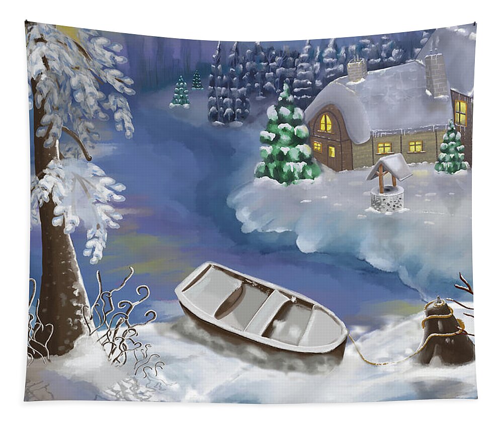 Winter Tapestry featuring the digital art The Winter Lake by Rose Lewis