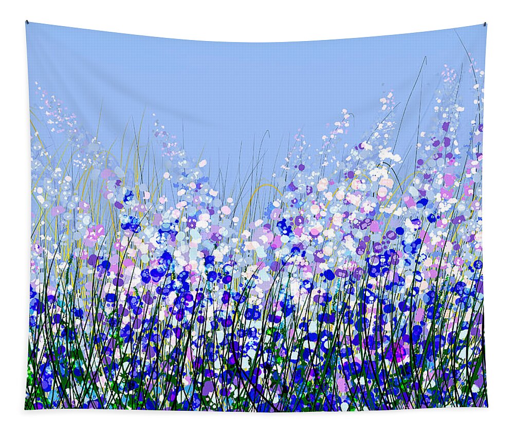 Blue Flower Tapestry featuring the digital art There are Two Lasting Things Roots and Wings by OLena Art by Lena Owens - Vibrant DESIGN