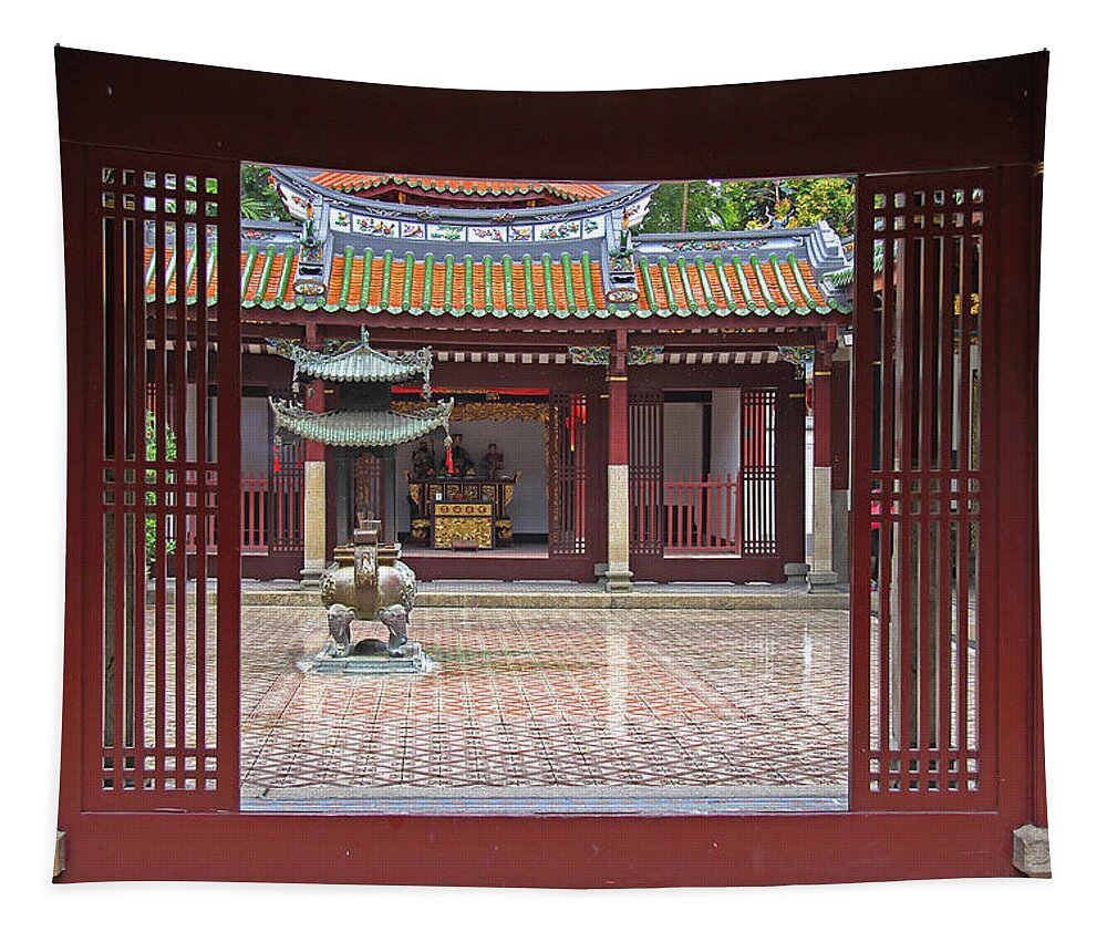 Thian Hock Keng Temple Tapestry featuring the photograph Thian Hock Keng Temple - Singapore by Richard Krebs