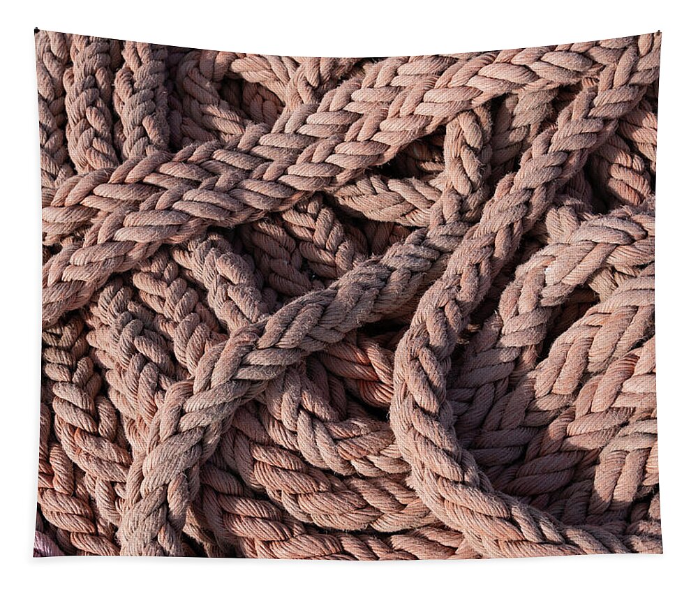 Thick Rope Of Sailing Ship Marine Background Tapestry by Artur