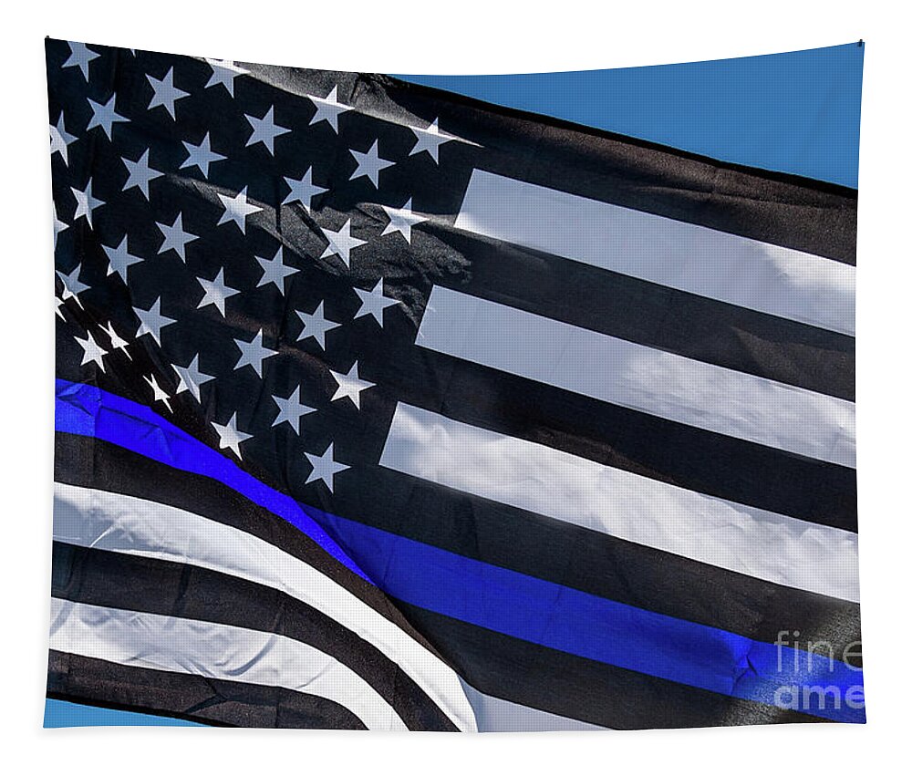 Thin Blue Line Flag Tapestry featuring the photograph Thin Blue Line by Ed Taylor
