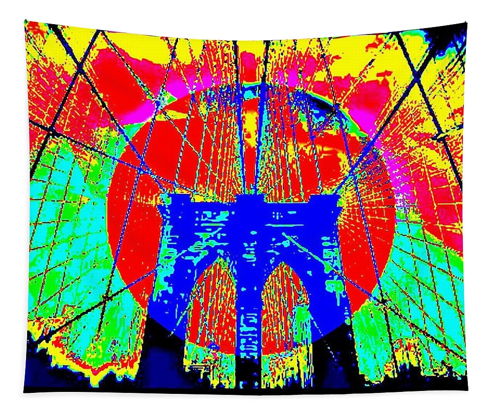 Bridge Tapestry featuring the digital art Thomas' Brooklyn Bridge by VIVA by VIVA Anderson