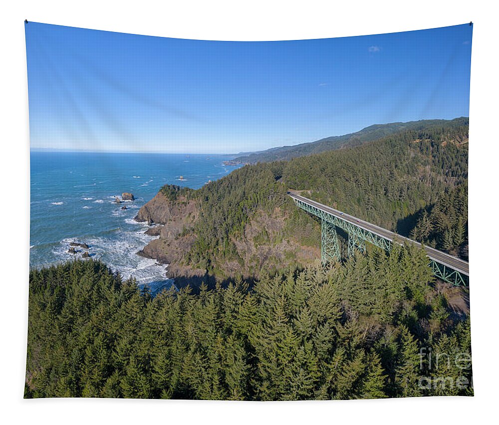Thomas Creek Bridge Oregon Coast Tapestry featuring the photograph Thomas Creek Bridge Oregon Coast by Dustin K Ryan