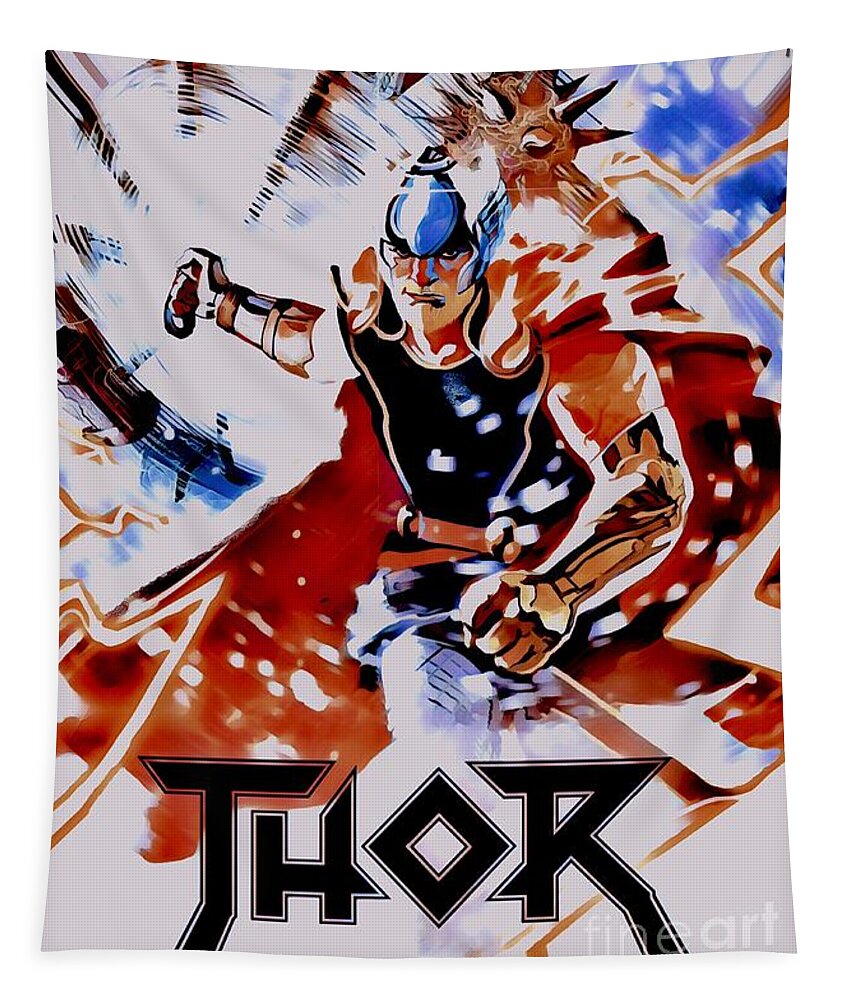 Thor Tapestry featuring the digital art Thor by HELGE Art Gallery