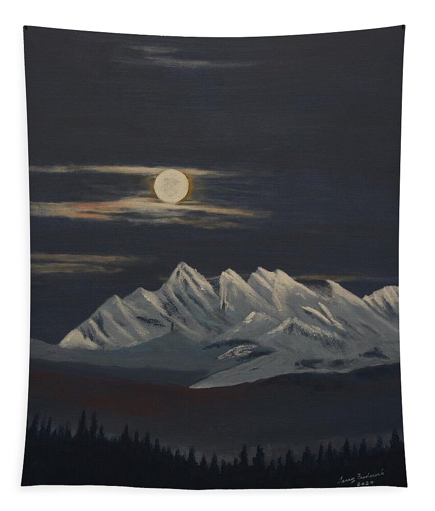 Three Fingers Mountain Tapestry featuring the painting Three Fingers by Terry Frederick