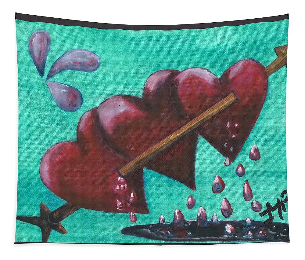 Love Tapestry featuring the painting Three Of Hearts by Esoteric Gardens KN