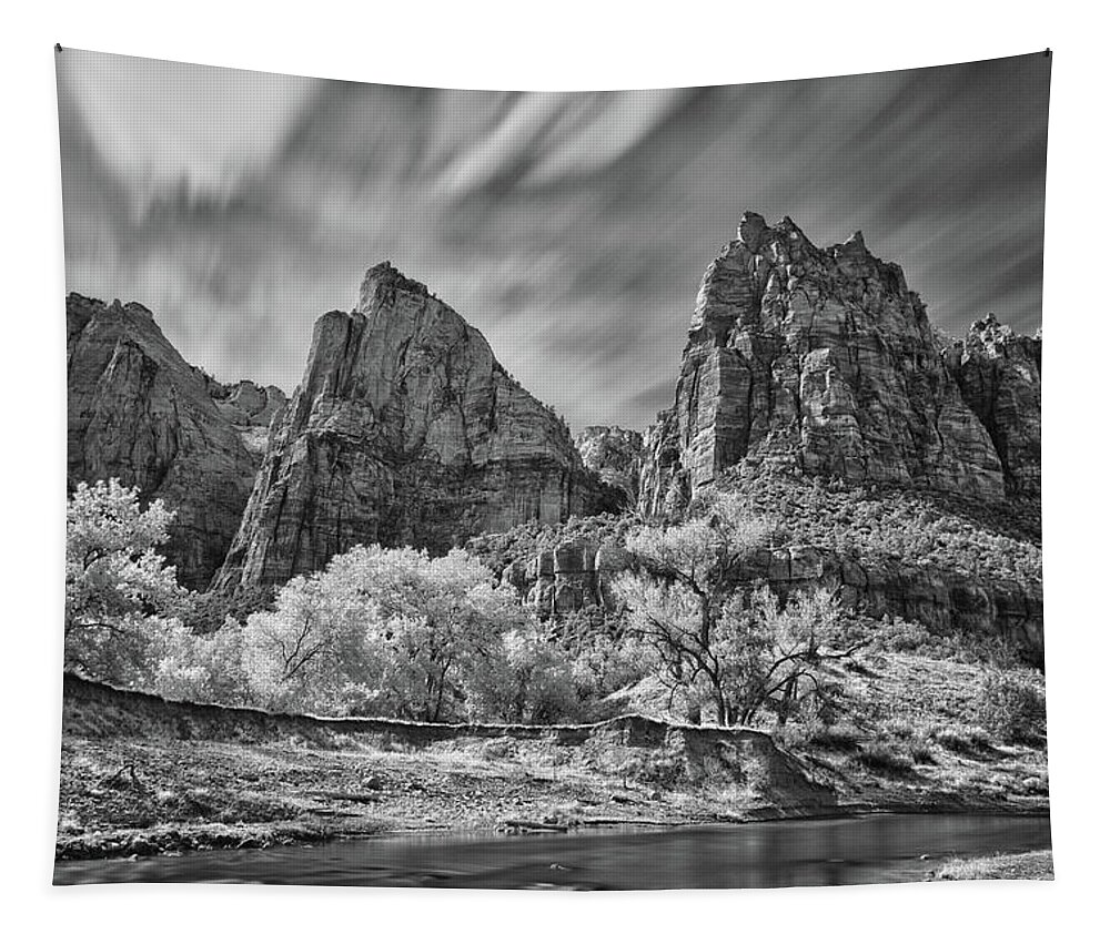 Patriarchs Tapestry featuring the photograph Three Patriarchs, Zion by Bryan Rierson