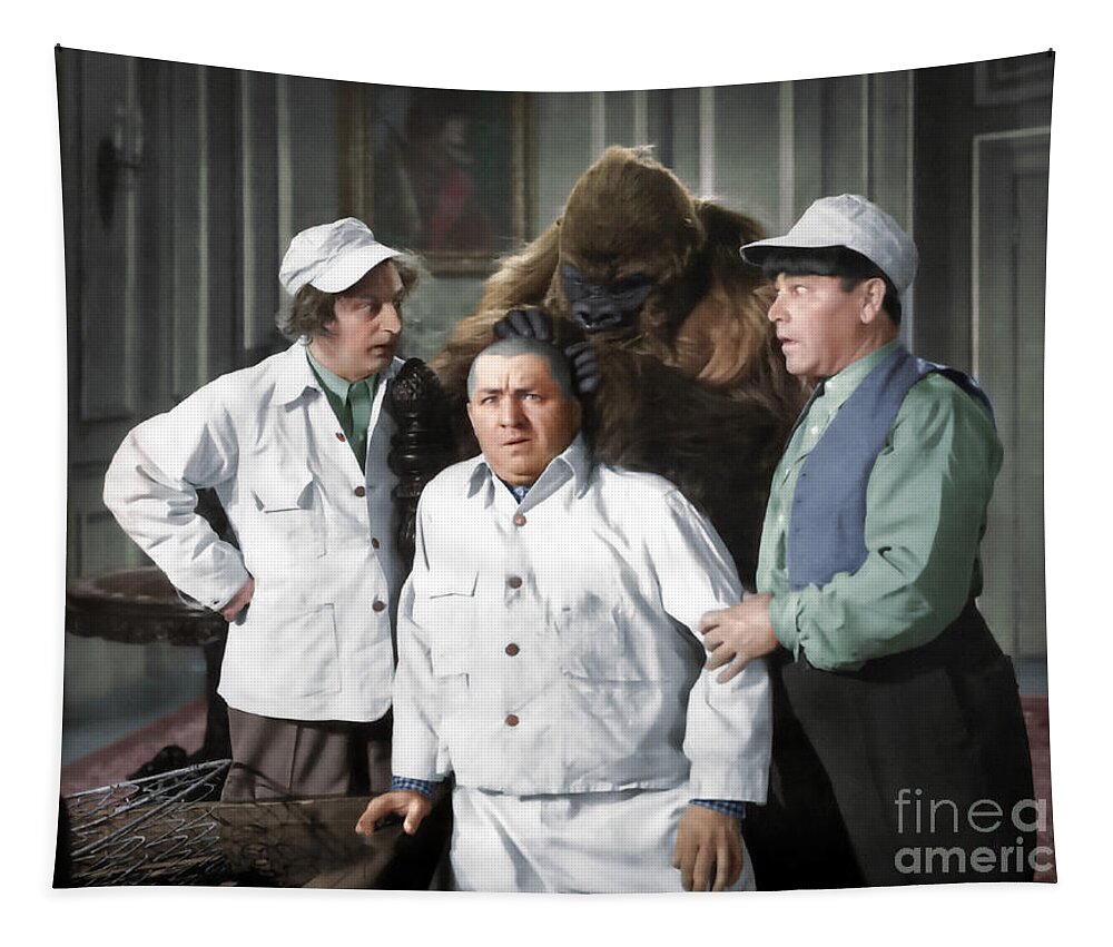 Funny Actors Tapestry featuring the photograph Three Stooges and the Gorilla by Franchi Torres