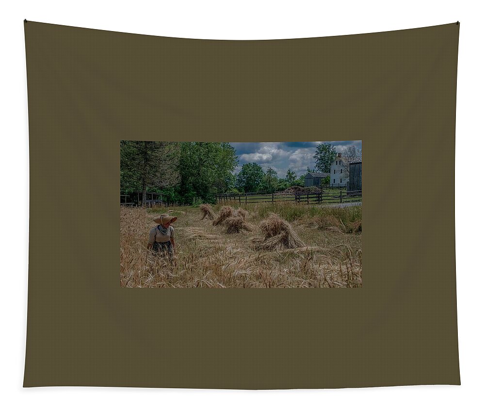 Old Fashioned Tapestry featuring the photograph Threshing the Wheat by Regina Muscarella