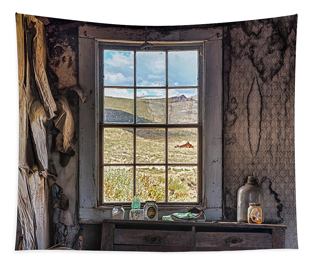 Bodie Tapestry featuring the photograph Through a Window in Bodie by Cheryl Strahl