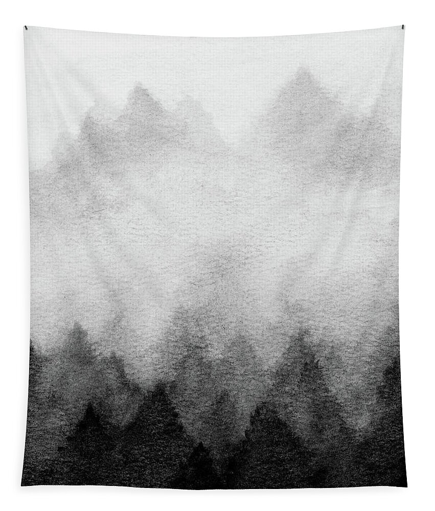 Misty Tapestry featuring the painting Foggy Forest II by Rachel Elise
