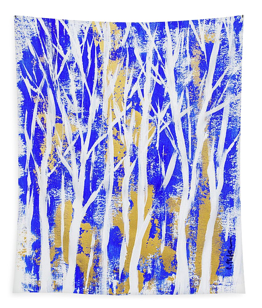 Abstract Tapestry featuring the painting Through the forest by Cristina Stefan