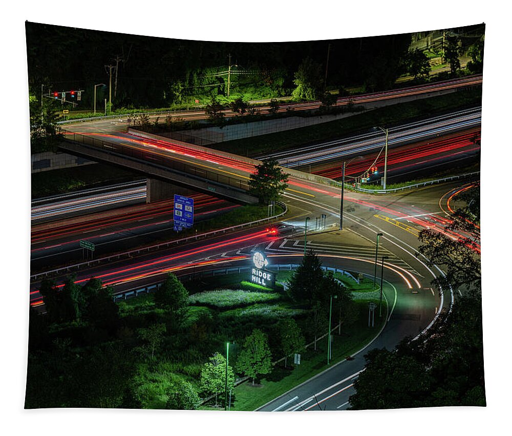 Ridge Hill Boulevard Tapestry featuring the photograph Thruway at Night by Kevin Suttlehan
