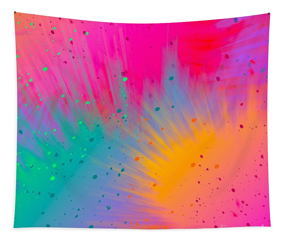 Colorful Tapestry featuring the digital art Tiara - Artistic Colorful Abstract Carnival Splatter Watercolor Digital Art by Sambel Pedes