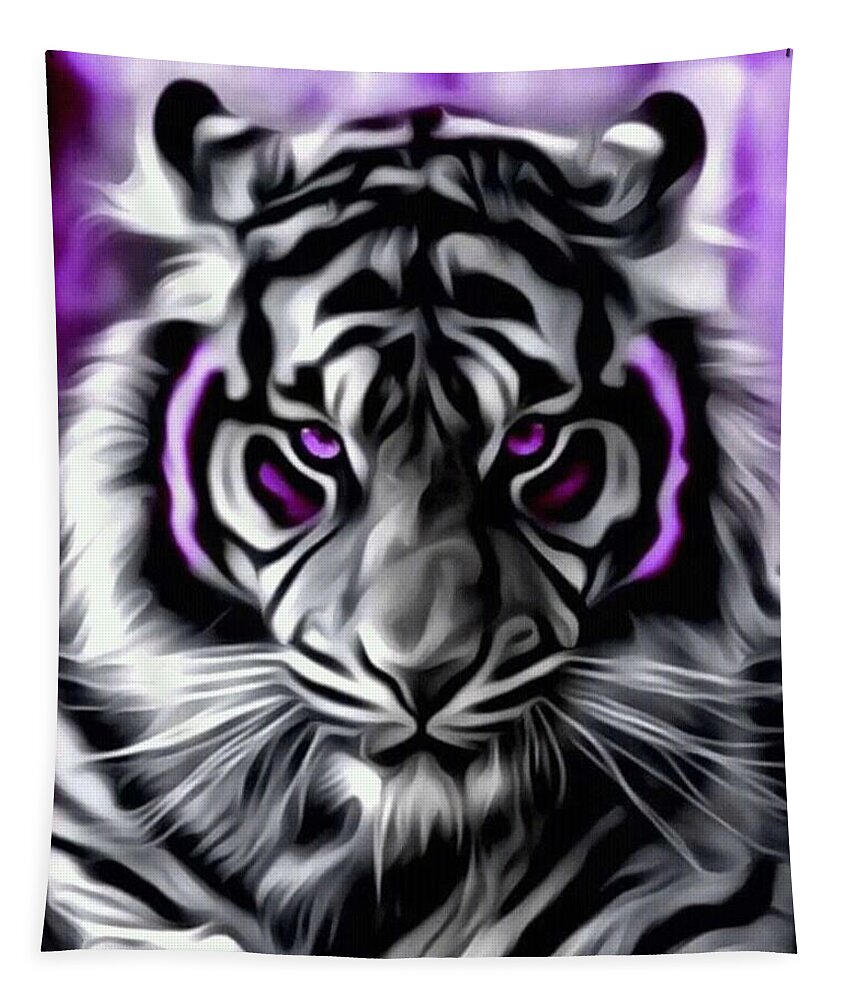 Tiger Tapestry featuring the digital art Tiger by Mopssy Stopsy