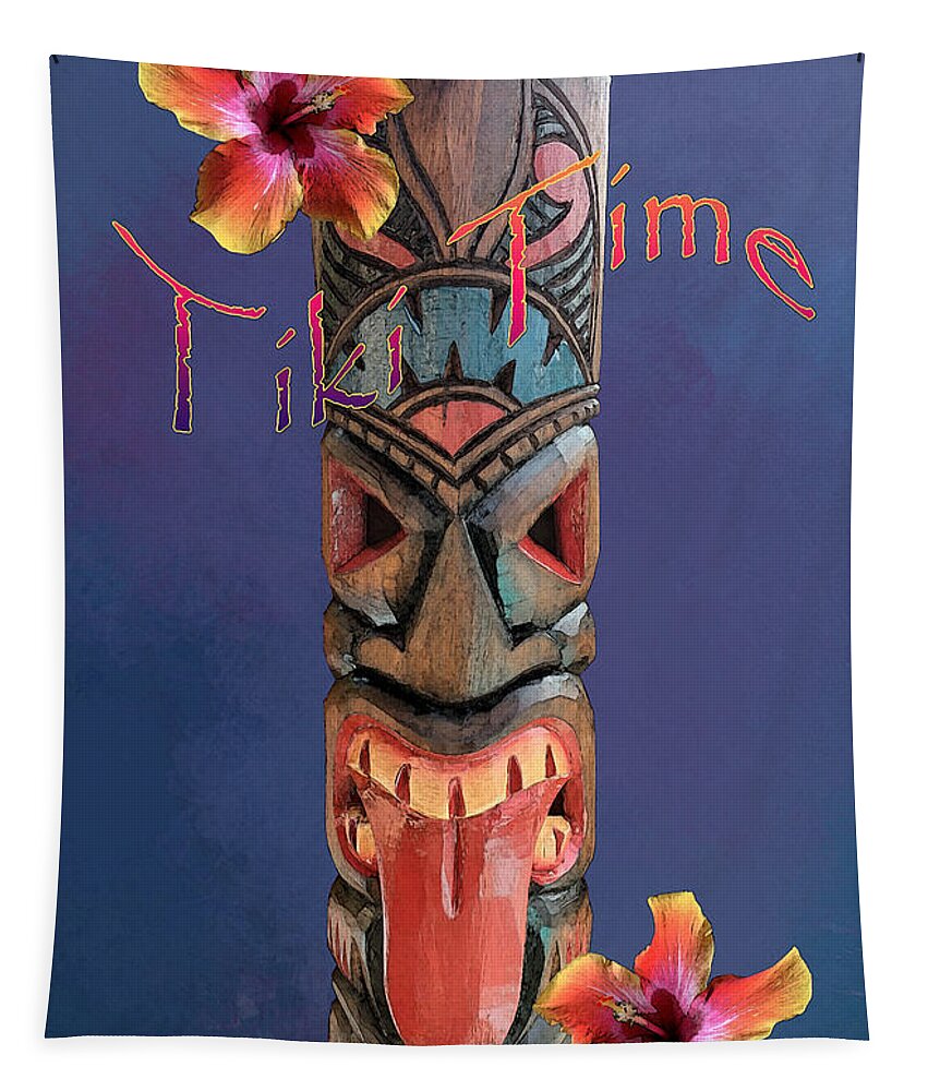 Tiki Tapestry featuring the photograph Tiki Time - Purple by Anthony Jones