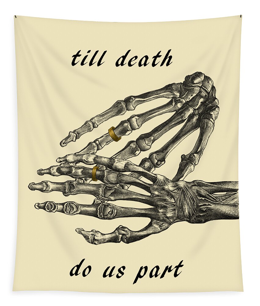 Till Death Tapestry featuring the digital art Till Death Do Us Part Skeleton Hands by Madame Memento