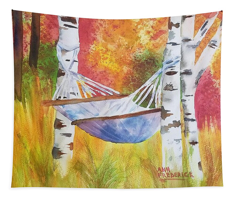 Hammock Tapestry featuring the painting Tims' Dream by Ann Frederick