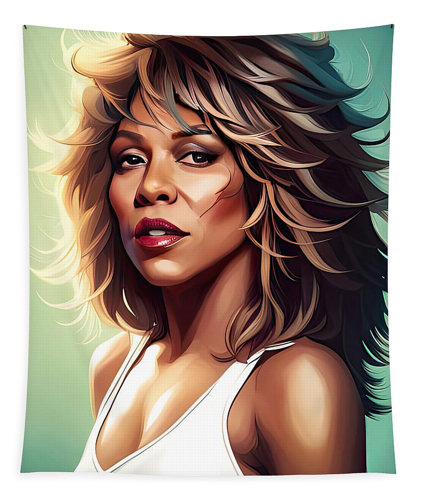Tina Tapestry featuring the digital art Tina Turner Queen of Rock'n Roll by Floyd Snyder