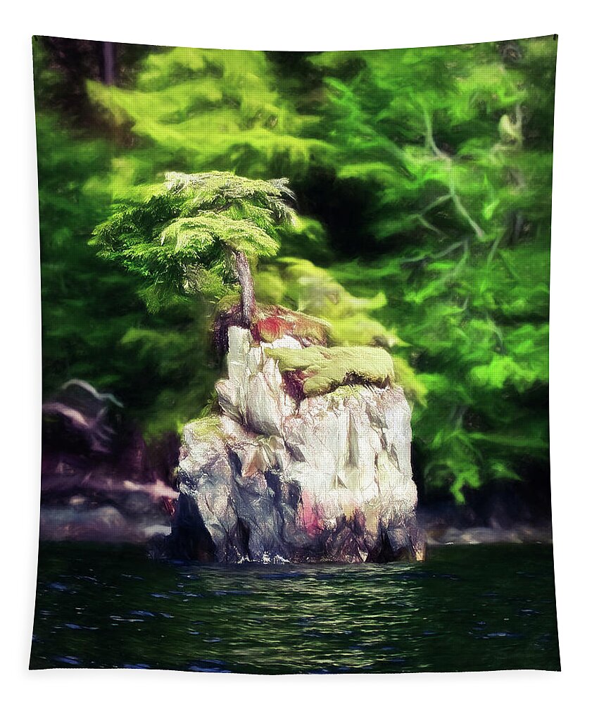 Tiny Island Tapestry featuring the photograph Tiny Island Inside Passage Alaska by Bellesouth Studio