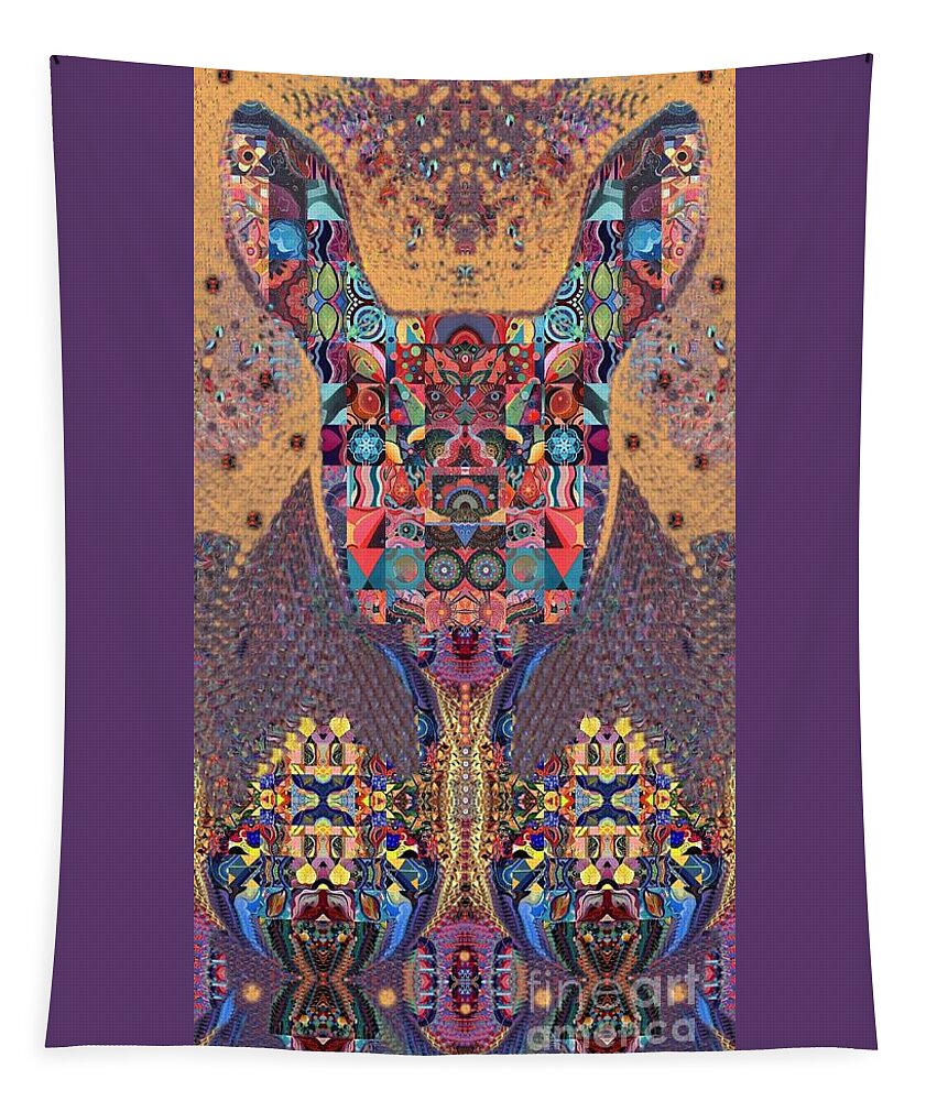 Tjod Wild Hare 1 Full Portrait By Helena Tiainen Tapestry featuring the painting TJOD Wild Hare 1 Full Portrait by Helena Tiainen