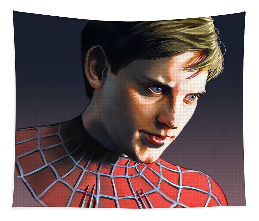 Tobey Maguire Tapestry featuring the painting Tobey Maguire by Darko Babovic