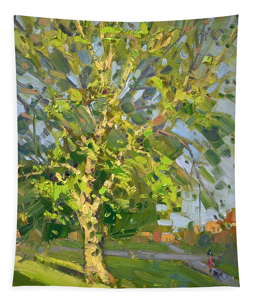 Morning Light Tapestry featuring the painting Today Morning Sunlight by Ylli Haruni
