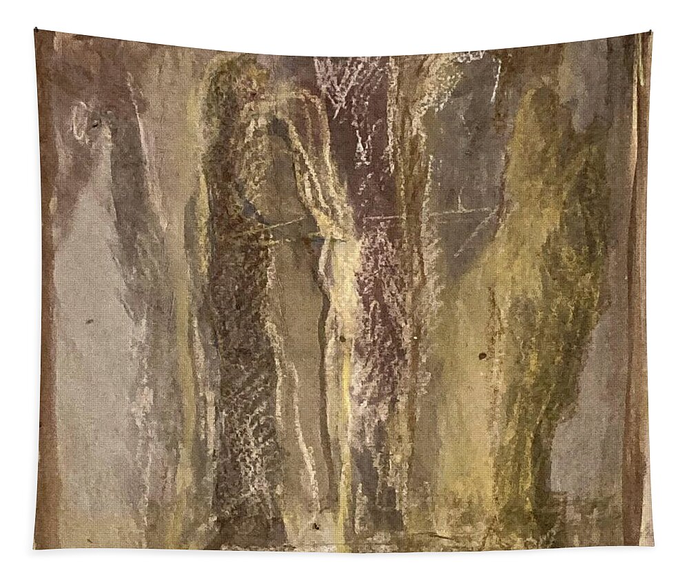 Couple Tapestry featuring the painting Together and alone by David Euler