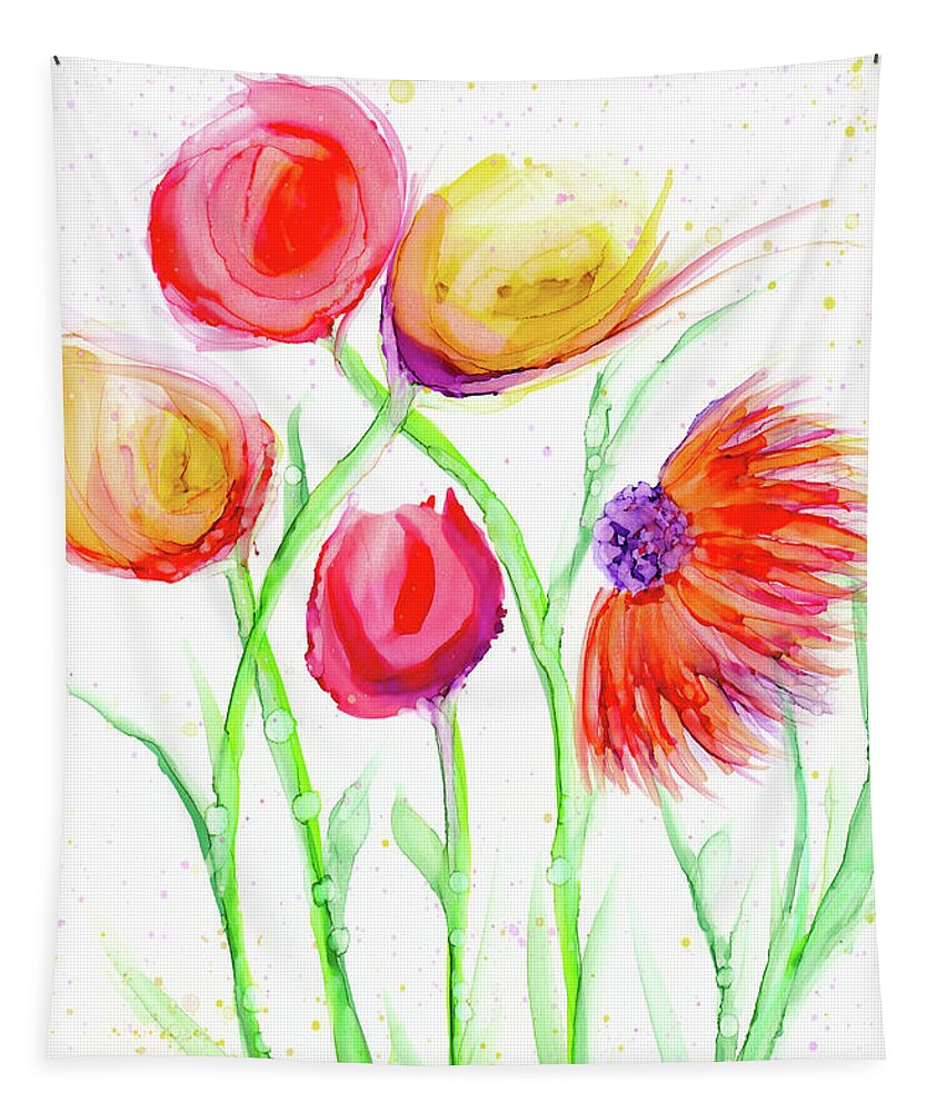 Flower Tapestry featuring the painting Togetherness by Kimberly Deene Langlois