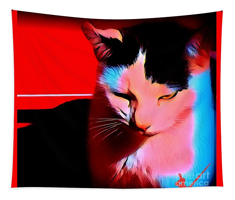 Kitty Tapestry featuring the photograph Tom by Rabiah Seminole