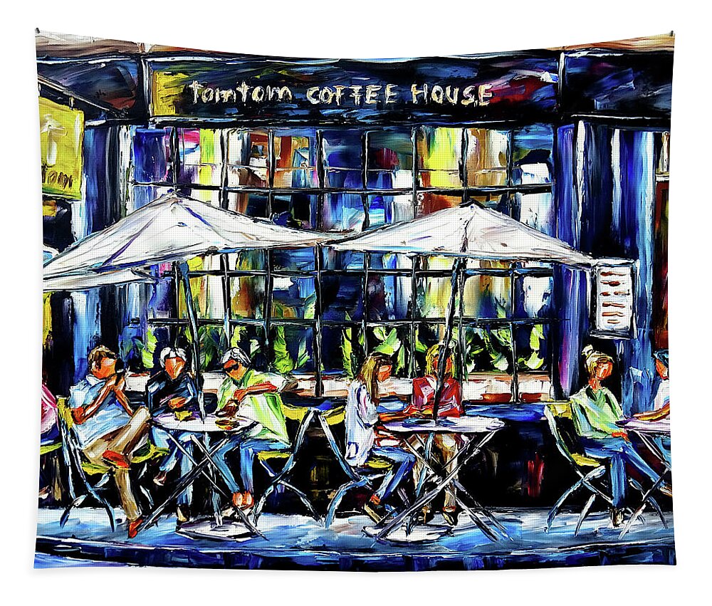 London Cafe Tapestry featuring the painting Tomtom Coffee House, London by Mirek Kuzniar