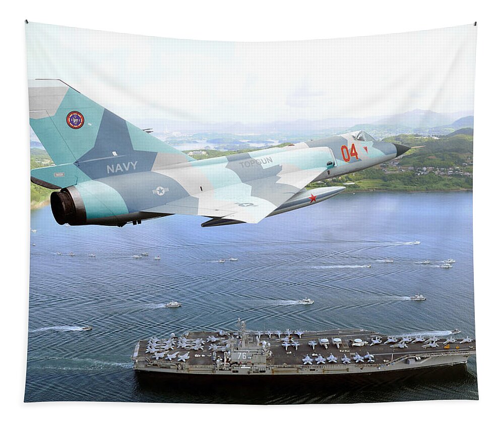 Delta Dart Tapestry featuring the digital art Top Gun Convair F-106N by Custom Aviation Art