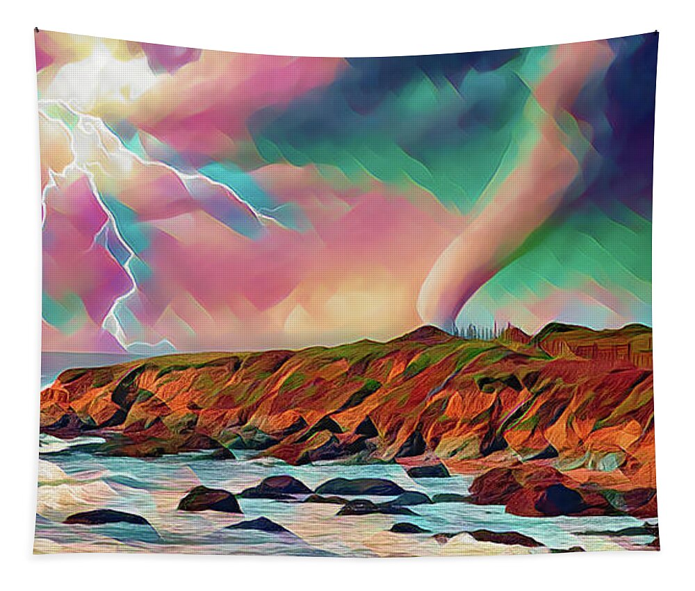Paintography Tapestry featuring the digital art Tornado Lighting Digital Paint by Chuck Kuhn