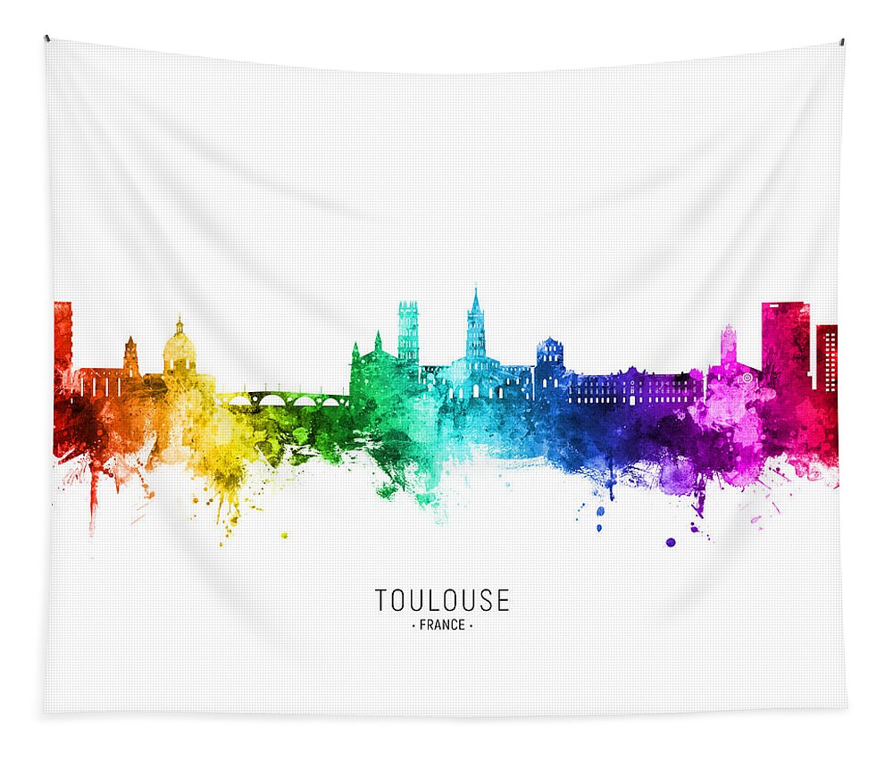 Toulouse Tapestry featuring the digital art Toulouse France Skyline #62 by Michael Tompsett