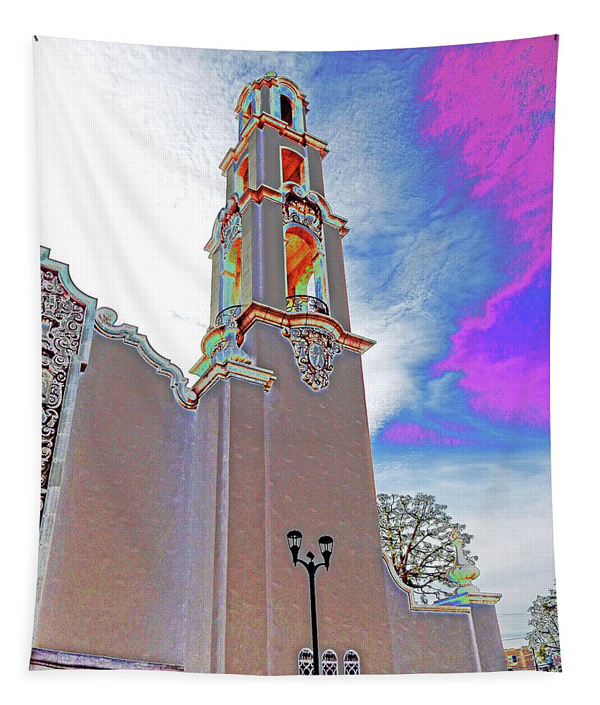 Church Tapestry featuring the photograph Tower and Sky by Andrew Lawrence