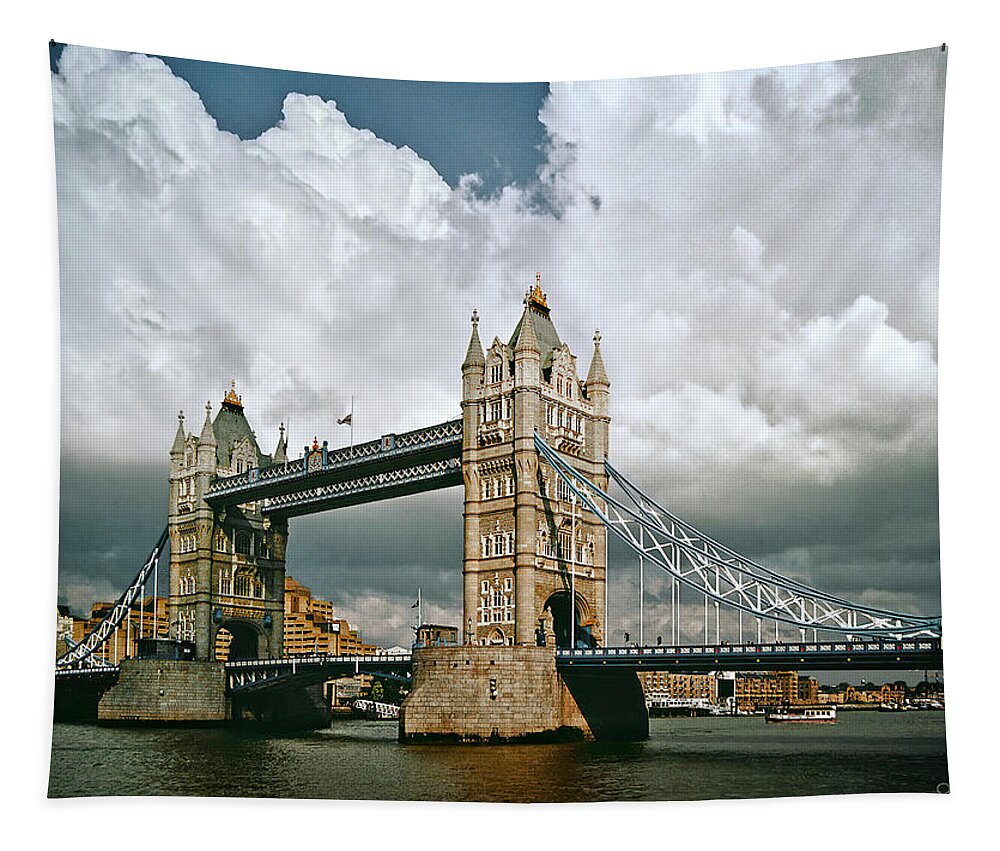 Tower Bridge Tapestry featuring the photograph Tower Bridge Before the Storm by Joe Bonita