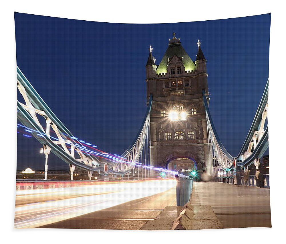 Sky Tapestry featuring the photograph Tower bridge in midnight by Vaclav Sonnek