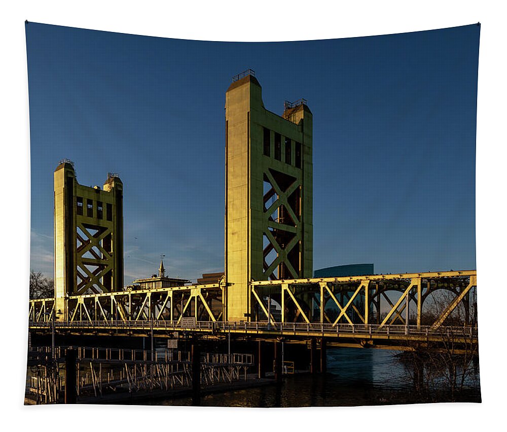 River Tapestry featuring the photograph Tower Bridge Sunset Sacramento by Gary Geddes