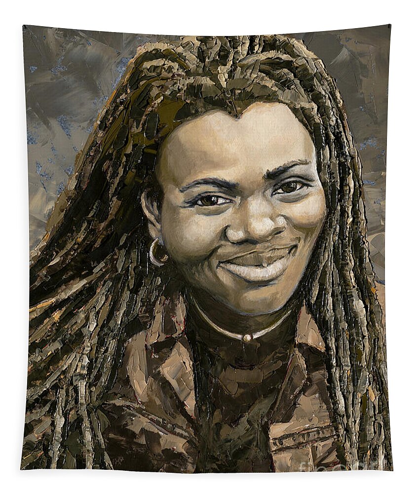 Tracy Chapman Tapestry featuring the painting Tracy Chapman, 2020 by PJ Kirk