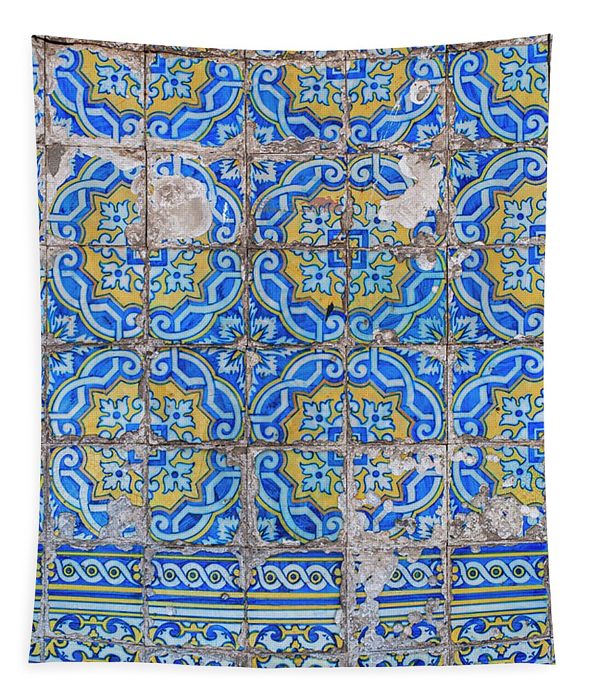 Blue Tapestry featuring the photograph Traditional Portuguese tiles l1 by Ilan Rosen
