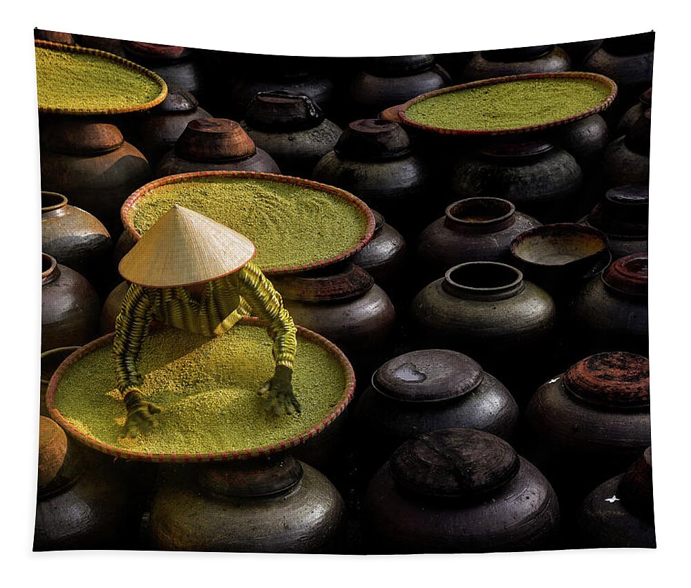 Spring Tapestry featuring the photograph Traditional soy sauce craft #5 by Khanh Bui Phu